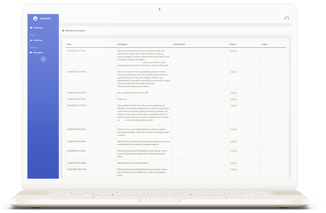 Zapwoo-painel-mensagens